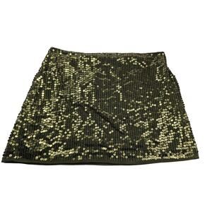 NWT ASOS CURVE DESIGN lined sequin mini skirt in olive green sz 22 glam flashy